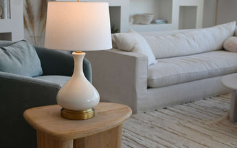 Modern Lantern cordless ceramic lamp on a side table