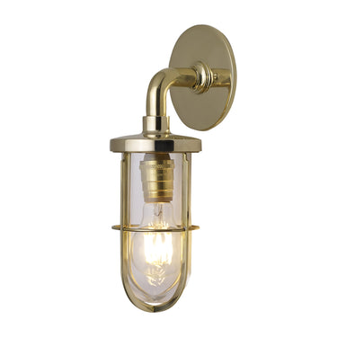 Original BTC Weatherproof Ship’s Well Glass Wall Light in Polished Brass Clear – main view