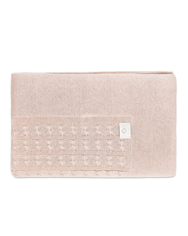 Soft Pink colorway of the Rian Tricot knitted quilt