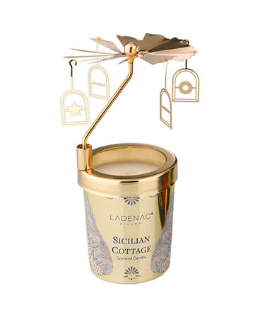 Ladenac Sicilian Cottage 75 g candle with carousel – candle with its gold carousel topper