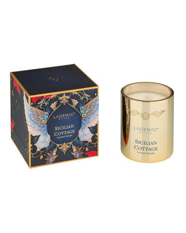 Ladenac Sicilian Cottage 330 g candle – gold candle jar on white