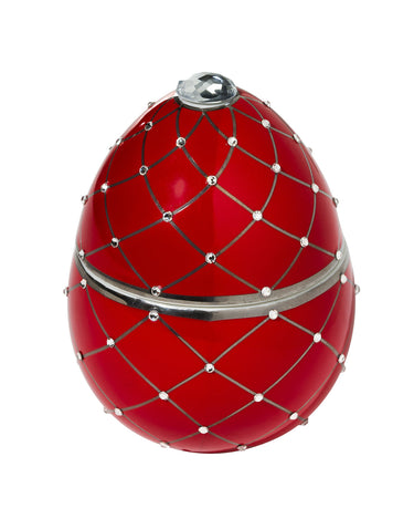 Ladenac Bois de Russie 220 g egg – Red Silver Stripes egg candle