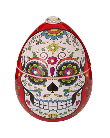 Ladenac Skull candle – Red sugar-skull ceramic candle