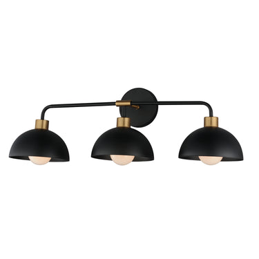 Maxim Lighting Thelonious 3-Light Bath Vanity Black/Natural Aged Brass