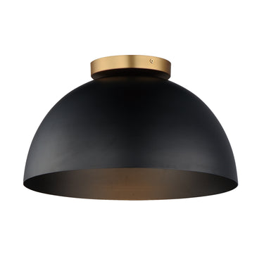 Maxim Lighting Thelonious 16" Flush Mount Black/Natural Aged Brass