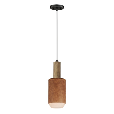 Maxim Lighting Scout LED Pendant Weathered Wood/Tan Leather