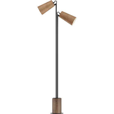 Maxim Lighting Scout 2-Light LED Floor Lamp Weathered Wood/Tan Leather