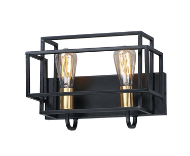 Maxim Lighting Liner 2-Light Bath Vanity Black/Satin Brass