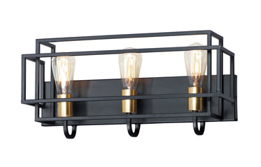 Maxim Lighting Liner 3-Light Bath Vanity Black/Satin Brass