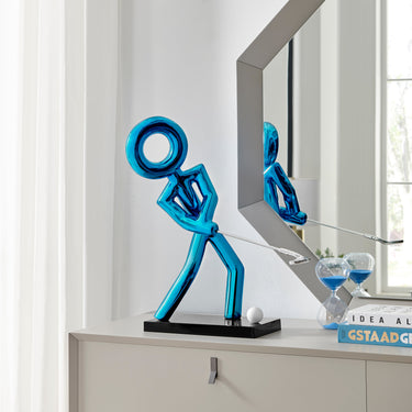 Finesse Decor Golf Man Sculpture Metallic Blue