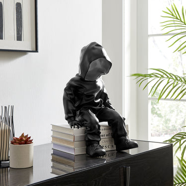 Finesse Decor Cool Dude with Hoodie Sculpture Black & Chrome