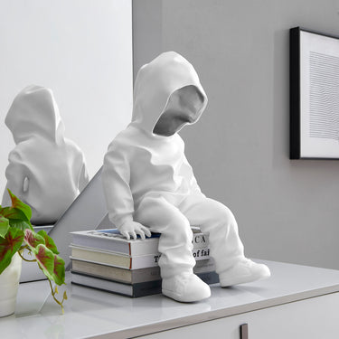 Finesse Decor Cool Dude with Hoodie Sculpture White & Chrome