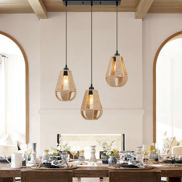 Finesse Decor Steel and Ropes 3 Light Chandelier Black