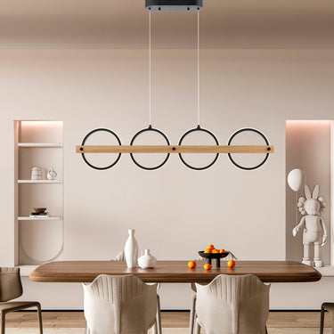 Finesse Decor Chandelier 4 Circles Satin Black & Wood
