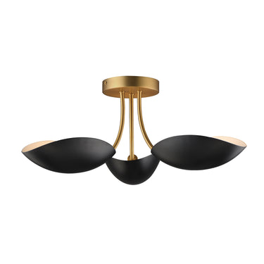 Maxim Lighting Maris 3-Light Semi Flush Black/Natural Aged Brass