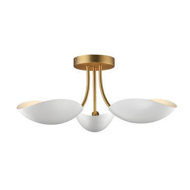 Maxim Lighting Maris 3-Light Semi Flush White/Natural Aged Brass
