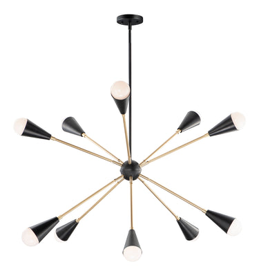 Maxim Lighting Lovell 10-Light Pendant with LED Bulbs Black/Satin Brass