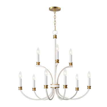 Maxim Lighting Charlton 9-Light Chandelier Weathered White/Gold Leaf