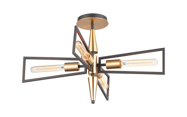 Maxim Lighting Wings 4-Light Flush Mount Black/Satin Brass
