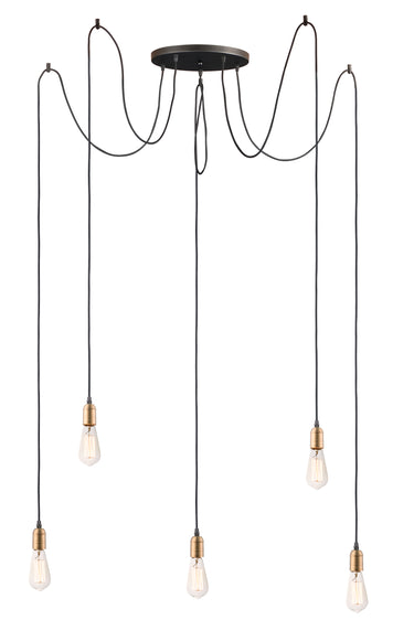 Maxim Lighting Early Electric 5-Light Pendant Black/Antique Brass