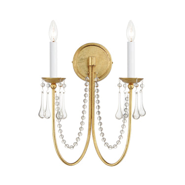 Maxim Lighting Plumette 2-Light Wall Sconce w Crystal Gold Leaf
