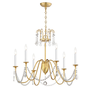 Maxim Lighting Plumette 6-Light Chandelier w Crystal Gold Leaf