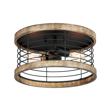 Maxim Lighting Homestead 15" Semi Flush Mount Driftwood/Black