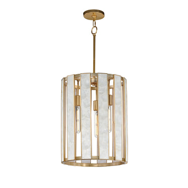 Maxim Lighting Miramar 3-Light Foyer Pendant Capiz/Natural Aged Brass