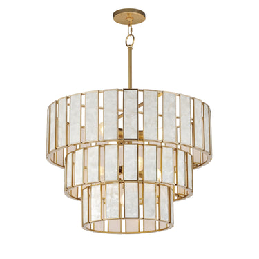 Maxim Lighting Miramar 7-Light Chandelier Capiz/Natural Aged Brass