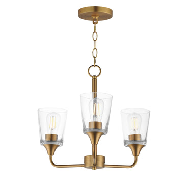 Maxim Lighting Hudson 3-Light Chandelier Natural Aged Brass