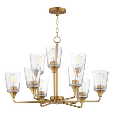 Maxim Lighting Hudson 9-Light Two-Tier Chandelier Natural Aged Brass