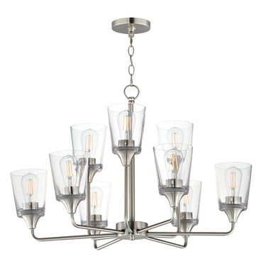 Maxim Lighting Hudson 9-Light Two-Tier Chandelier Satin Nickel