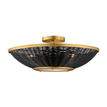 Maxim Lighting Rattan 20" Wall Sconce/Semi Flush Mount Natural Aged Brass