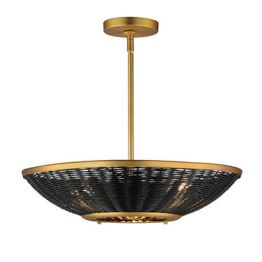 Maxim Lighting Rattan 20" 3-Light Pendant Natural Aged Brass