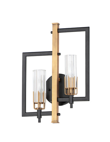 Maxim Lighting Flambeau 2-Light Wall Sconce Black/Antique Brass