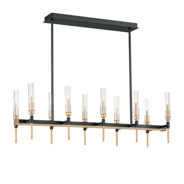 Maxim Lighting Flambeau 10-Light Linear LED Chandelier Black/Antique Brass