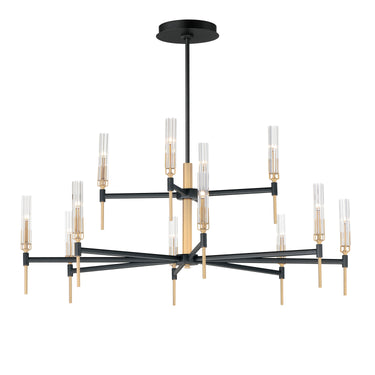 Maxim Lighting Flambeau 12-Light 2-Tier LED Chandelier Black/Antique Brass