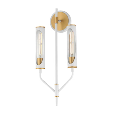 Maxim Lighting Regent 2-Light Wall Sconce Light French Gray/Natural Aged Brass