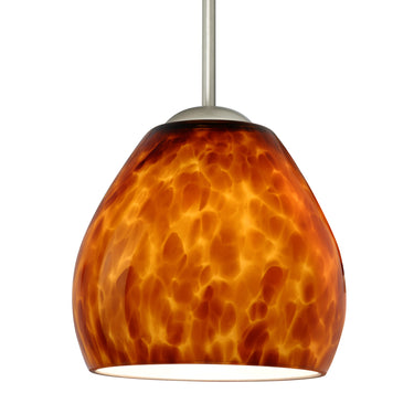 Bolla stem pendant: Amber Cloud glass shade | Besa Lighting