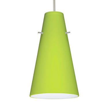 Cierro tapered pendant in Chartreuse glass, satin nickel cord | Besa Lighting
