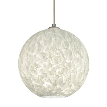 Coco 12 globe pendant in Carrera glass with satin nickel cord and canopy | Besa Lighting