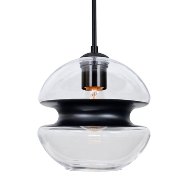 Hula 8 pendant, clear glass with a black center band | Besa Lighting