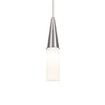 Metro 12 cord pendant: opal glass cylinder with metal cone top, Satin Nickel | Besa Lighting