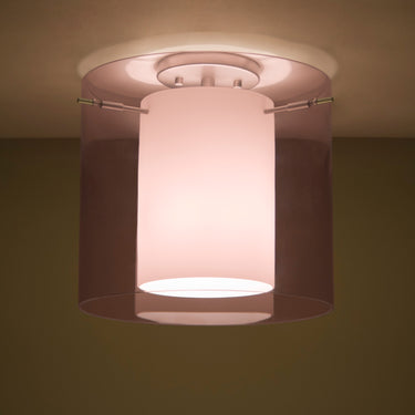 Pahu 12 semi-flush in Amethyst/Opal glass, glowing | Besa Lighting