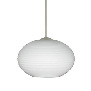 Lasso cord mini pendant: Opal Ribbed, Satin Nickel | Besa Lighting