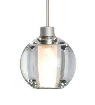 Boca 3 cord mini pendant: Clear, Satin Nickel | Besa Lighting