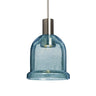 Kiba mini pendant in Blue Bubble glass on a satin nickel cord | Besa Lighting