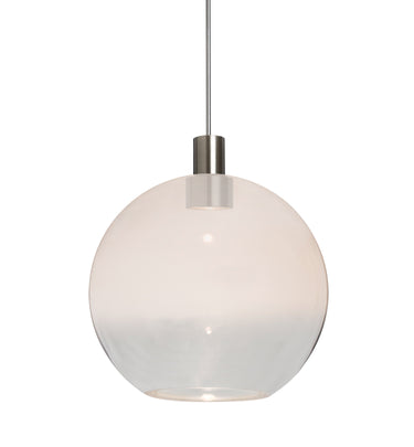 Newton 8 globe in Milky White/Clear glass, satin nickel | Besa Lighting