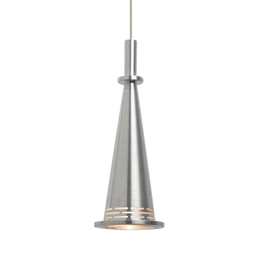 Prince cord mini pendant: Satin Nickel Cone | Besa Lighting