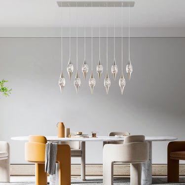Finesse Decor Shinny Teardrops Rectangular Chandelier Matte Nickel